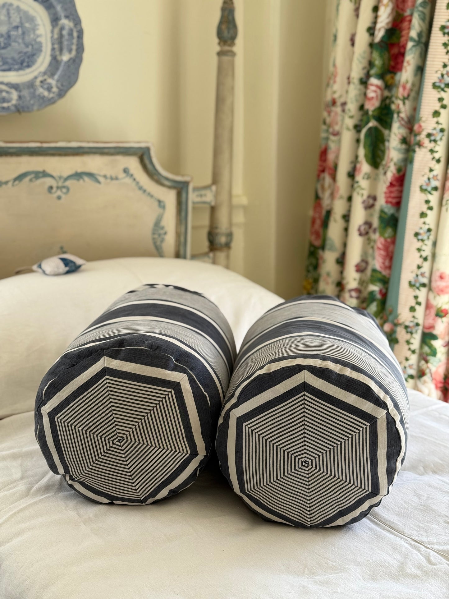 French Ticking Bolster with Tassel