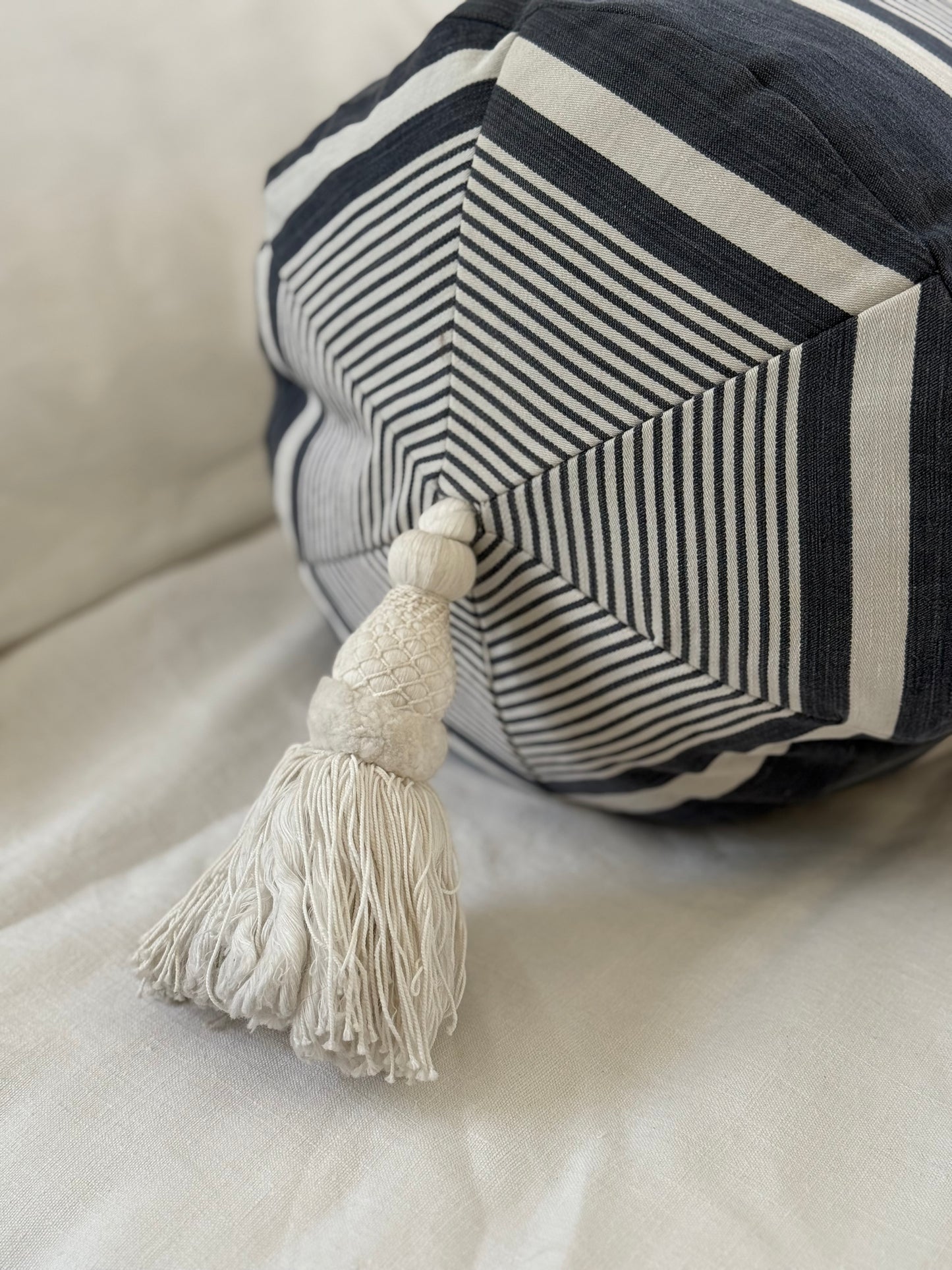 French Ticking Bolster with Tassel