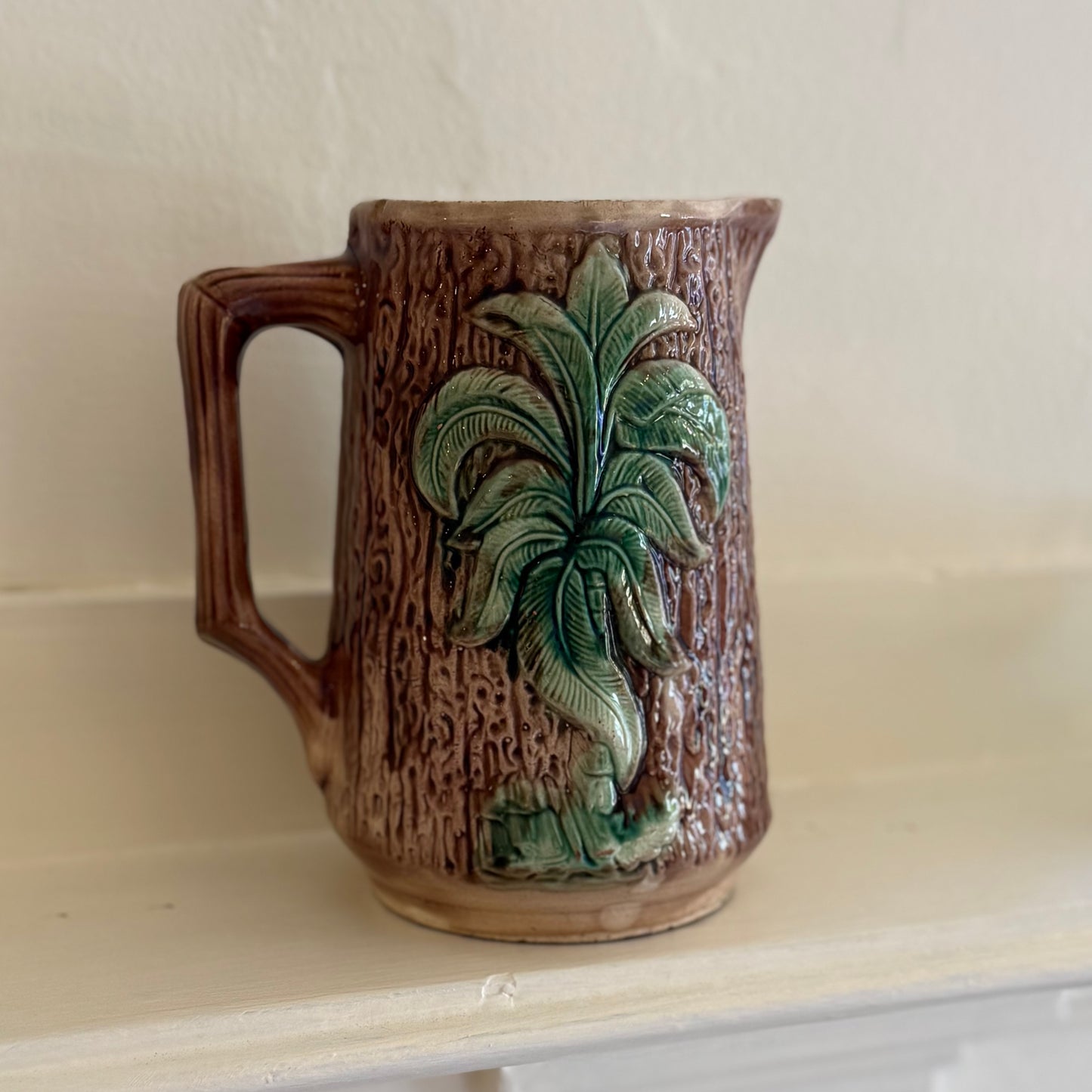 Palm Leaf Majolica Jug