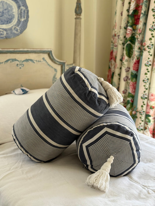 French Ticking Bolster with Tassel