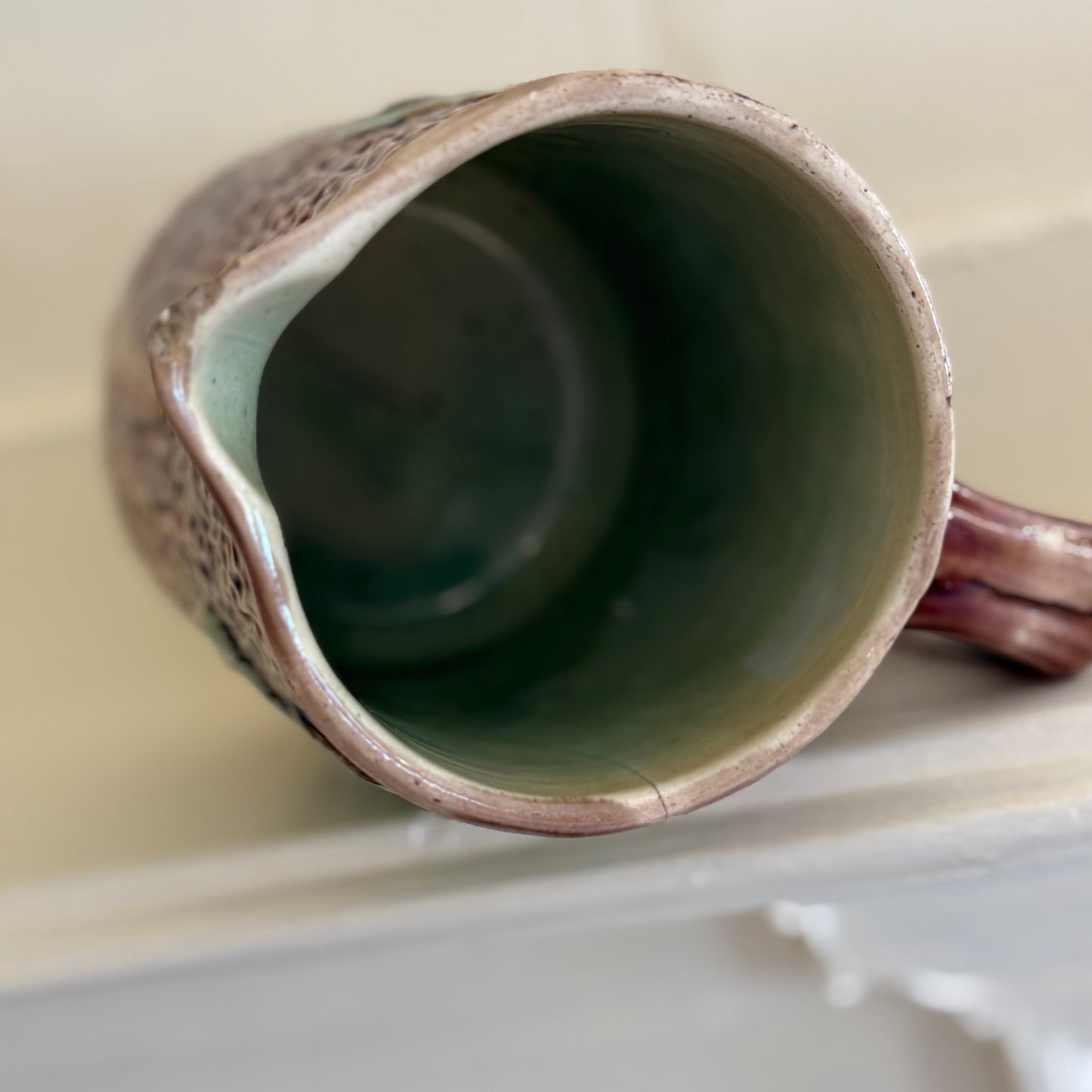 Palm Leaf Majolica Jug