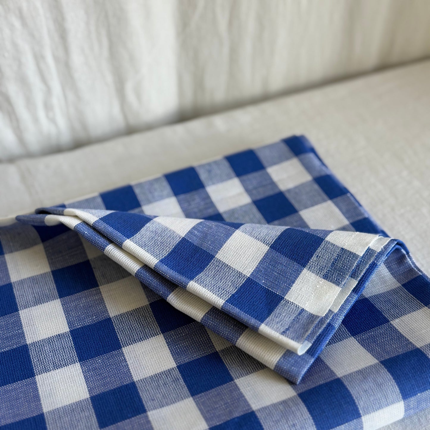 Linen Tablecloth, Blue Gingham