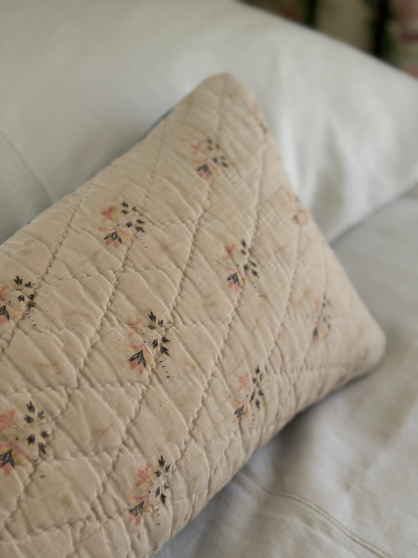 French Boutis Lumbar Pillow