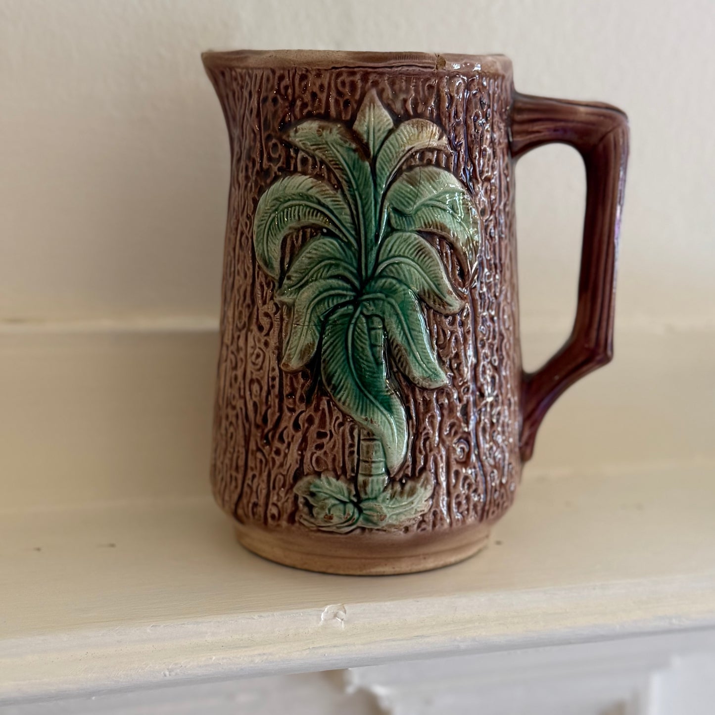 Palm Leaf Majolica Jug