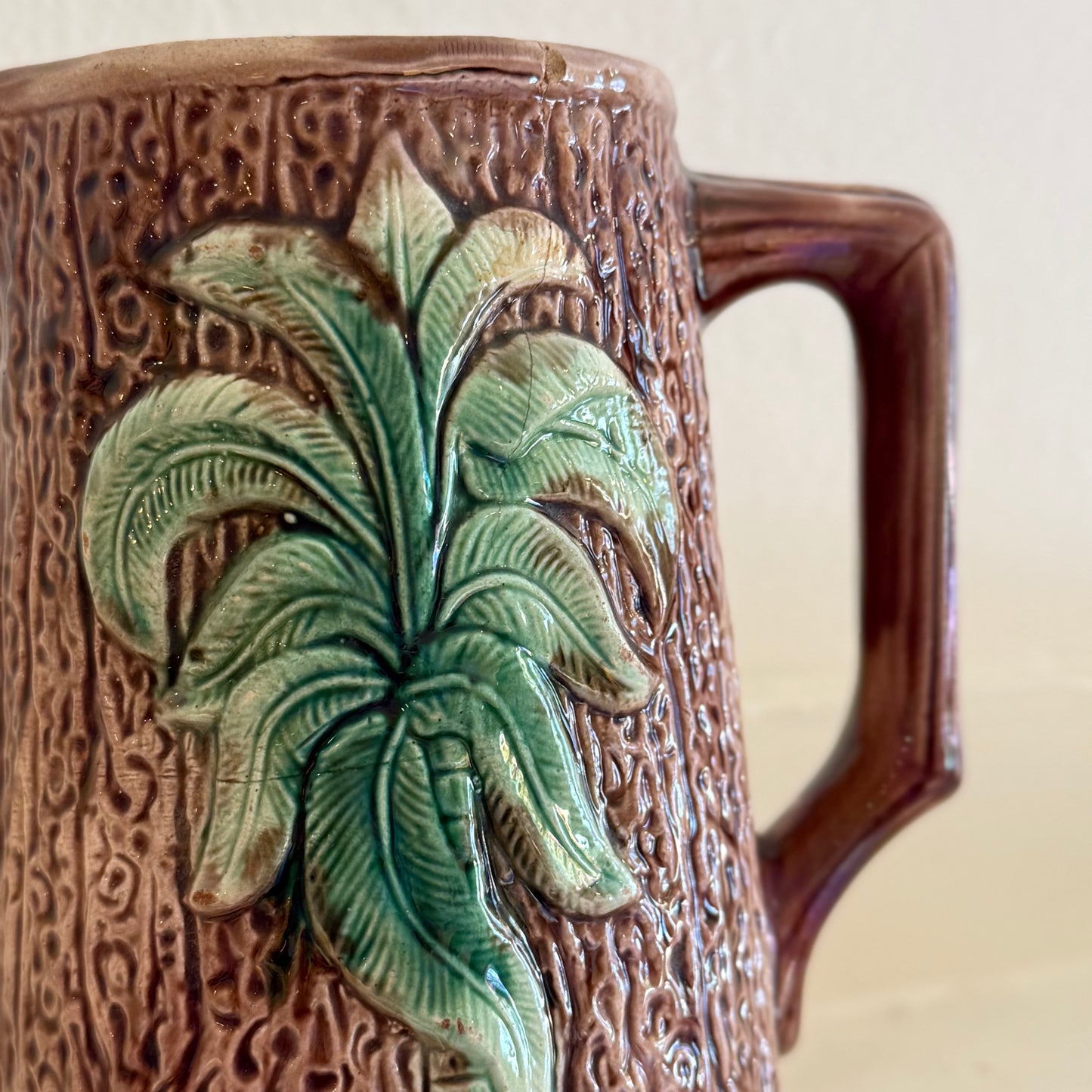 Palm Leaf Majolica Jug