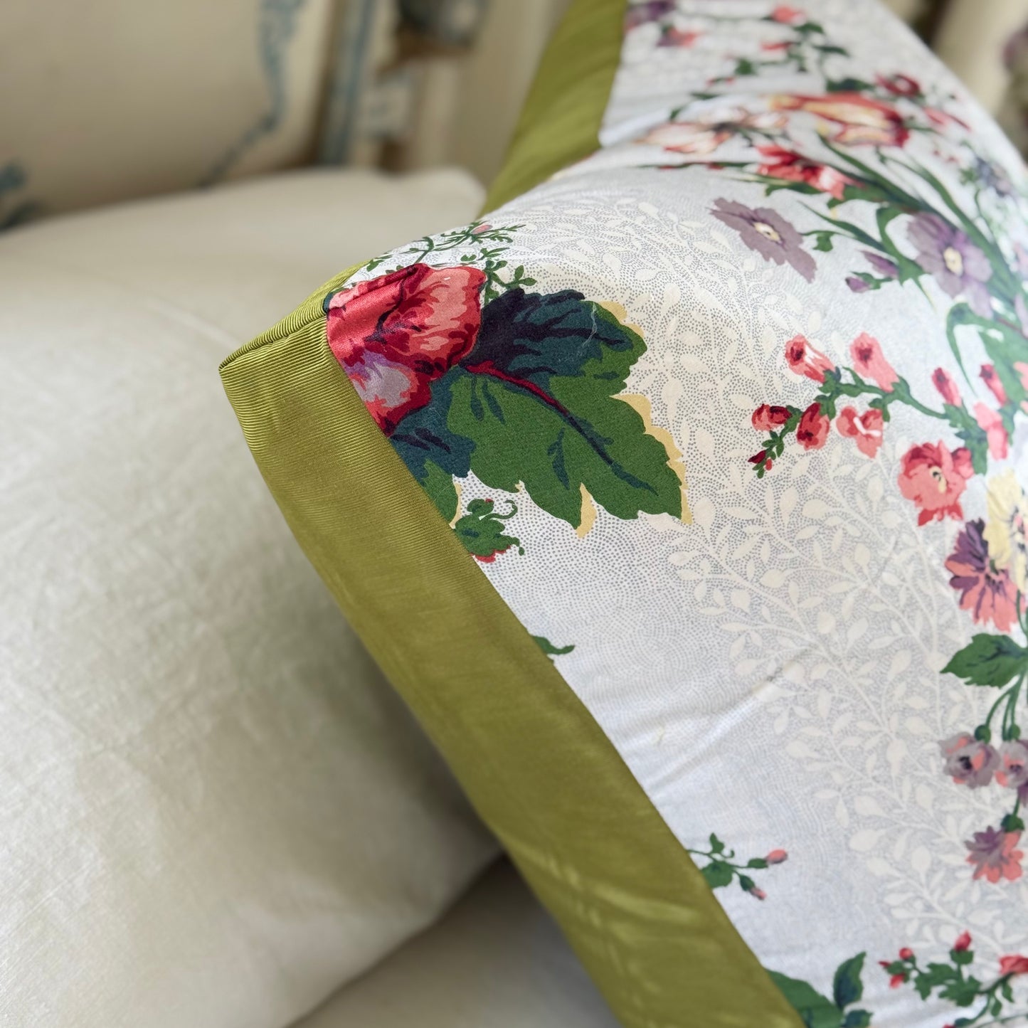 Mario Buatta Chintz and Silk Moire Pillows