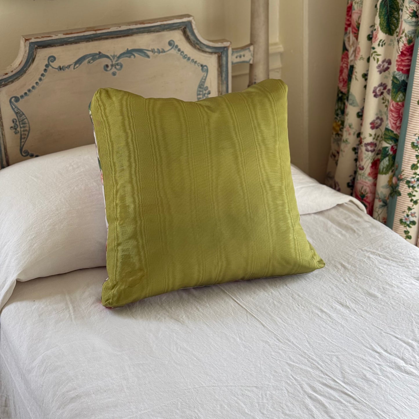 Mario Buatta Chintz and Silk Moire Pillows